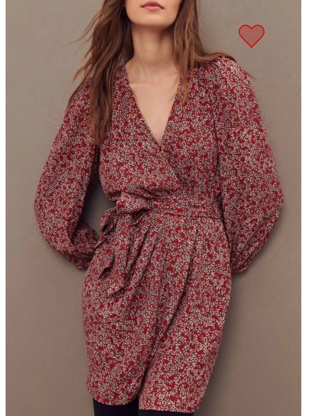Ba&sh Camille Printed Wrap Dress In The Color Carmin Red Size Medium